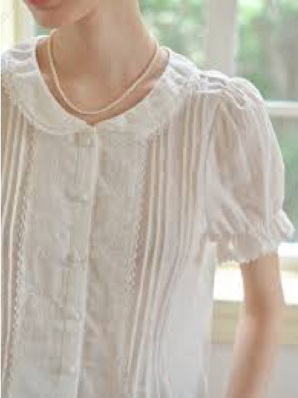 Brand new simple retro Sophia Peter Pan collar 100% cotton blouse - Picture 3 of 8